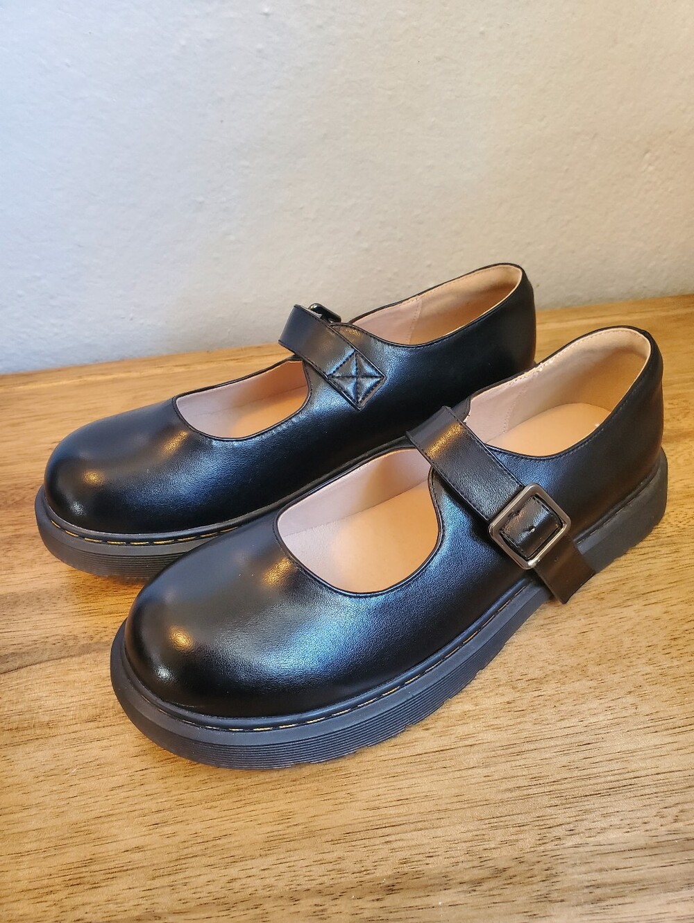 NEW !!! Dr Martens Style Mary Jane Leather Chunky Goth Platform Shoes Womens 9